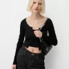 Geanta mini cu lant cu efect piele