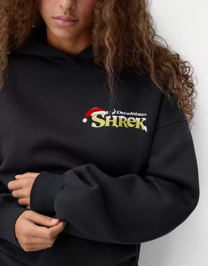 Hanorac cu glugă cu imprimeu Shrek Hanorac cu glugă cu imprimeu Shrek