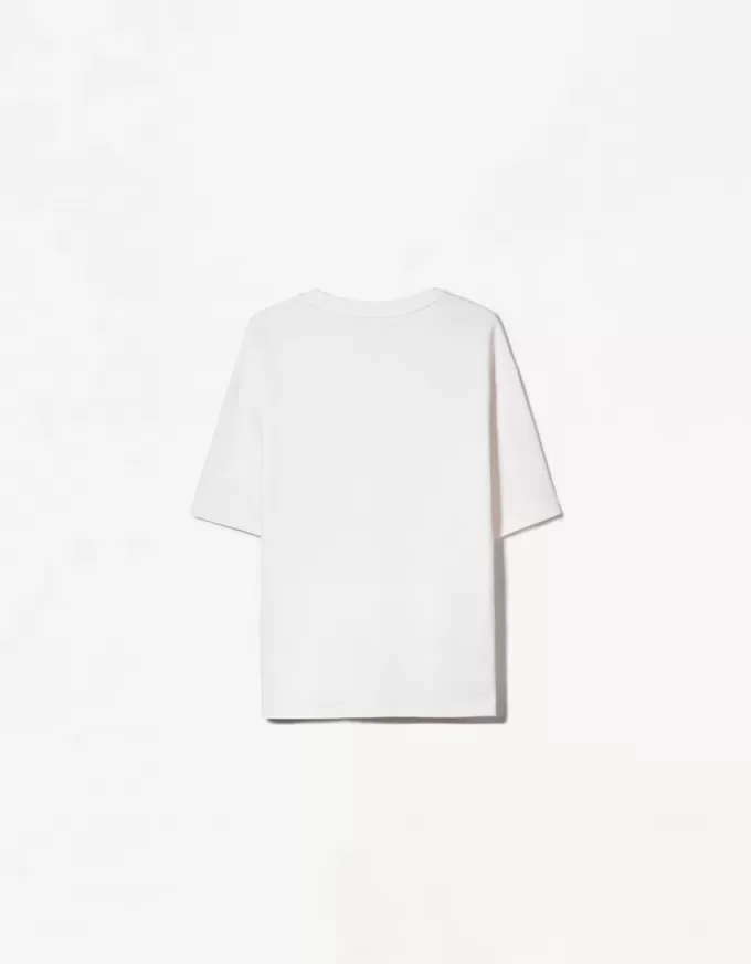 Hanorac cu maneca scurta din material Tricou cu imprimeu sportiv Hanorac cu maneca scurta din material Tricou cu imprimeu sportiv