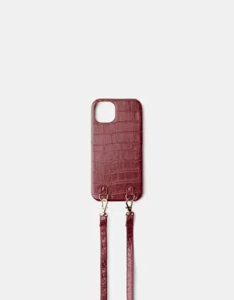 Husa iPhone cu snur cu efect piele