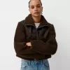 Jachetă cu două fețe, cu mâneci din imitație de shearling Jachetă cu două fețe, cu mâneci din imitație de shearling
