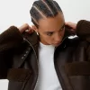 Jachetă cu două fețe, cu mâneci din imitație de shearling Jachetă cu două fețe, cu mâneci din imitație de shearling