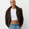 Jachetă cu două fețe, cu mâneci din imitație de shearling Jachetă cu două fețe, cu mâneci din imitație de shearling