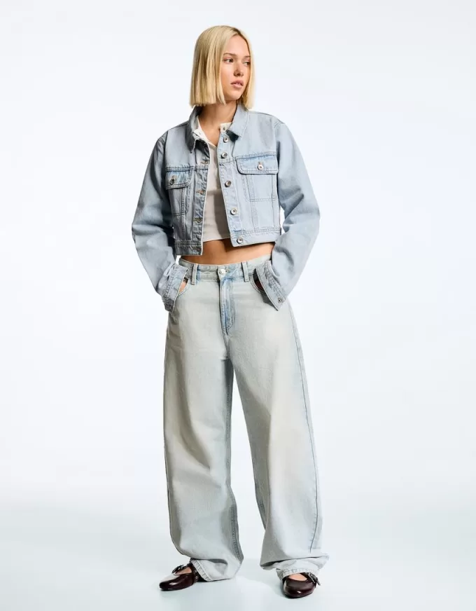 Jachetă de denim decupată Jachetă de denim decupată