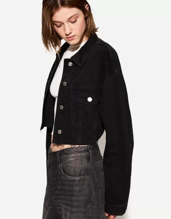 Jachetă de denim decupată Jachetă de denim decupată