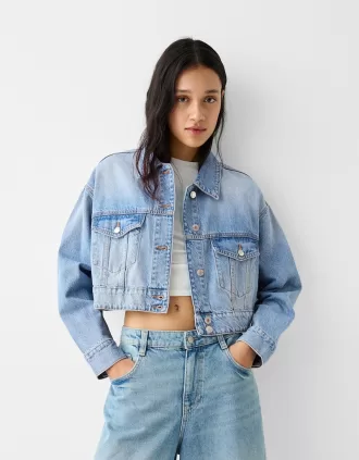 Jachetă de denim decupată