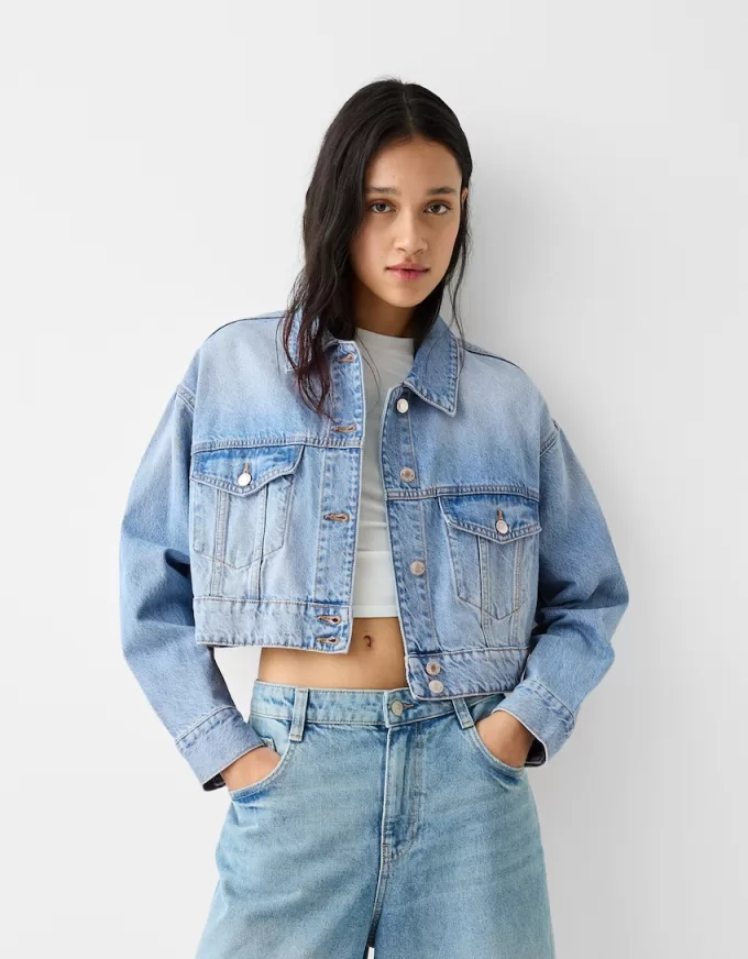 Jachetă de denim decupată Jachetă de denim decupată