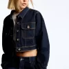 Jachetă de denim decupată Jachetă de denim decupată