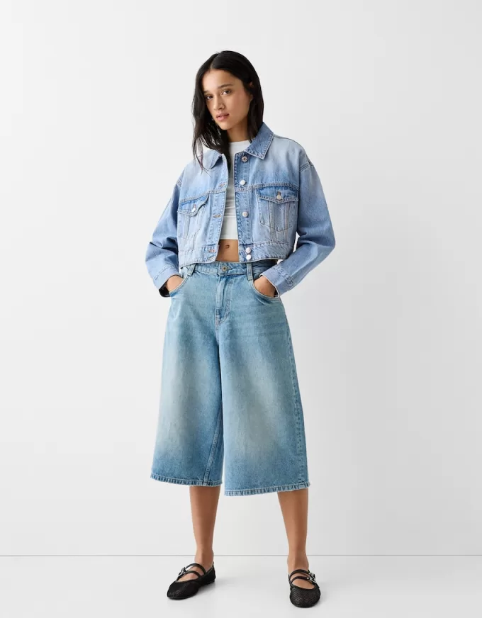 Jachetă de denim decupată Jachetă de denim decupată