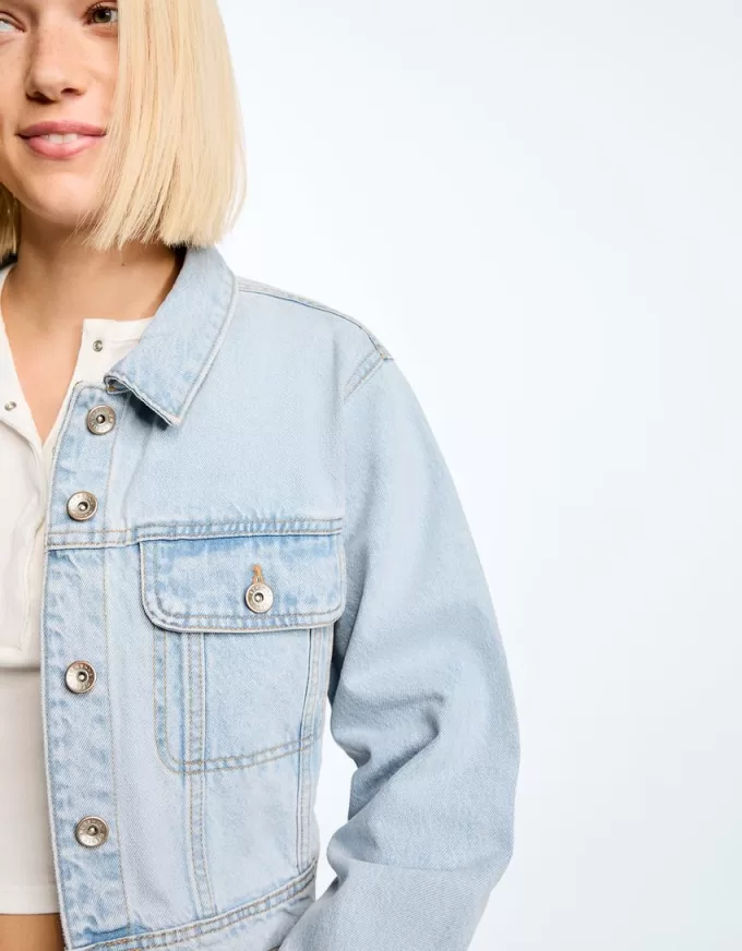 Jachetă de denim decupată Jachetă de denim decupată