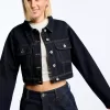 Jachetă de denim decupată Jachetă de denim decupată