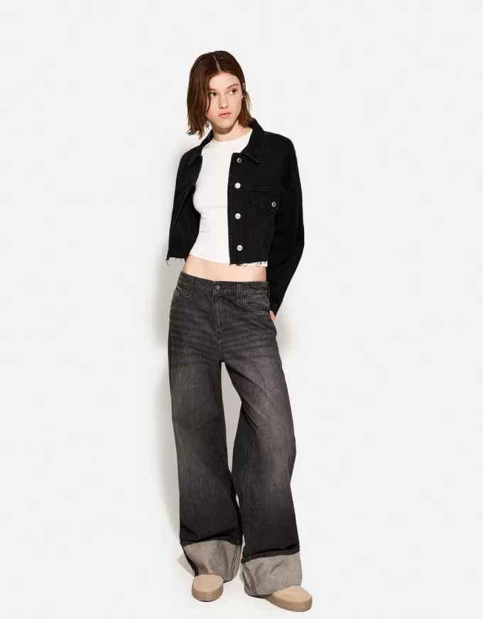 Jachetă de denim decupată Jachetă de denim decupată