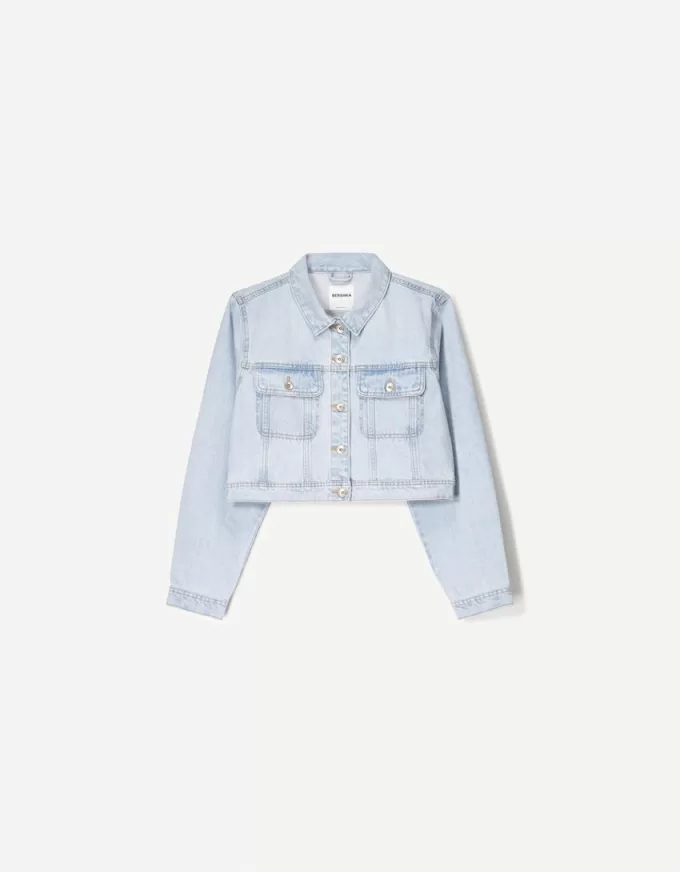 Jachetă de denim decupată Jachetă de denim decupată