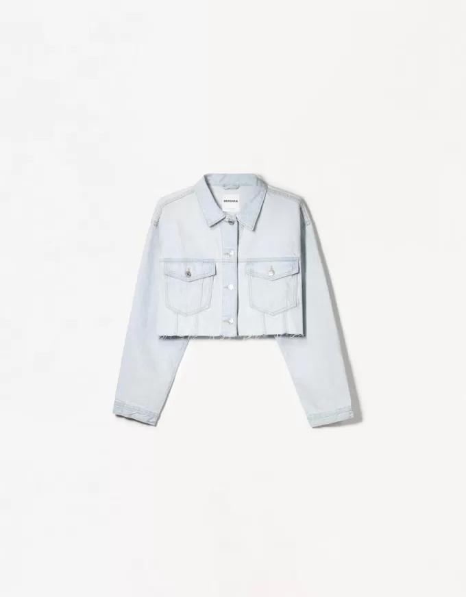 Jachetă de denim decupată Jachetă de denim decupată