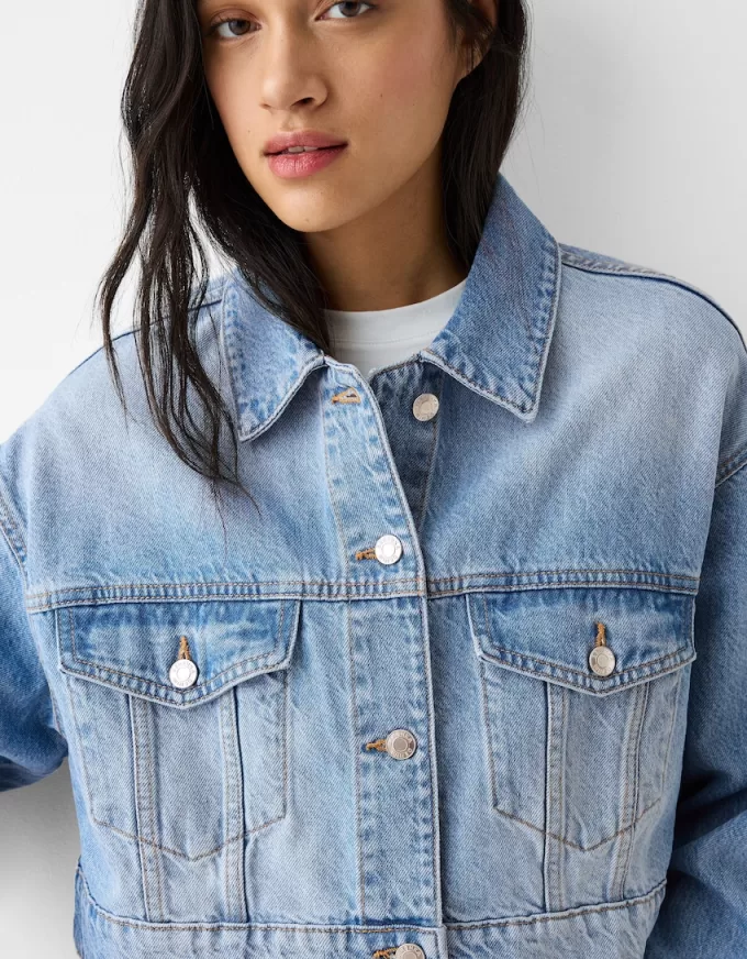 Jachetă de denim decupată Jachetă de denim decupată