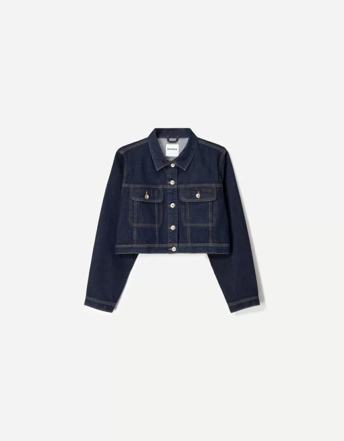 Jachetă de denim decupată Jachetă de denim decupată