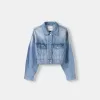 Jachetă de denim decupată Jachetă de denim decupată