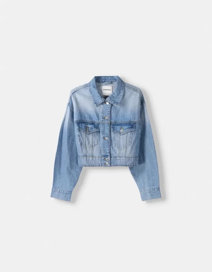 Jachetă de denim decupată Jachetă de denim decupată