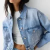 Jachetă de denim decupată Jachetă de denim decupată