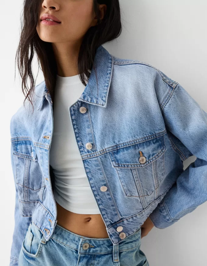 Jachetă de denim decupată Jachetă de denim decupată