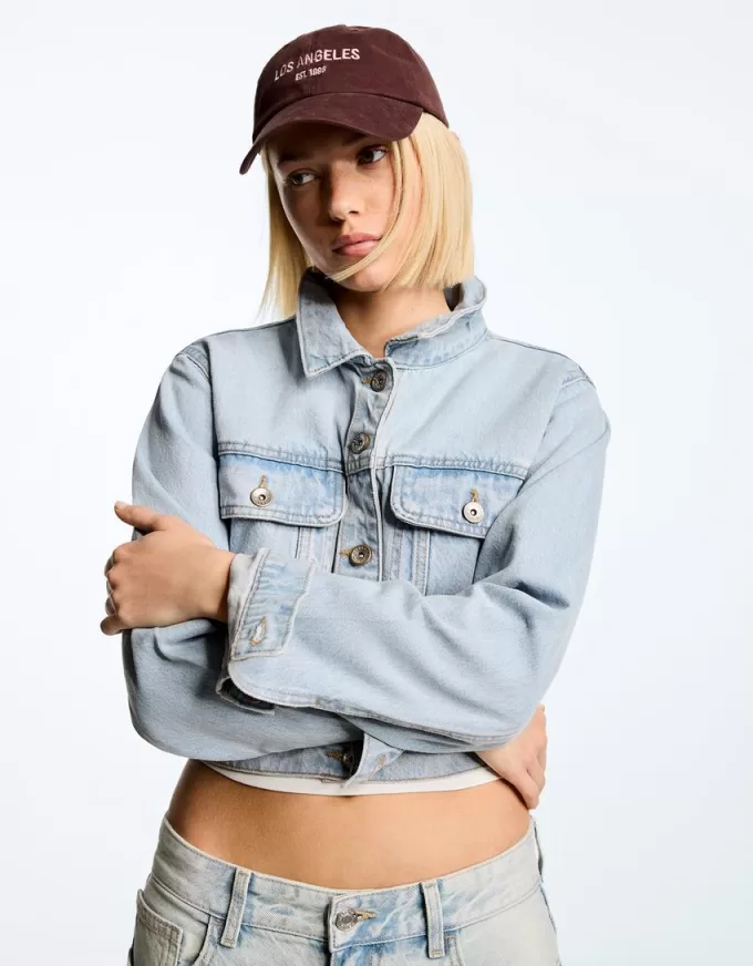 Jachetă de denim decupată Jachetă de denim decupată