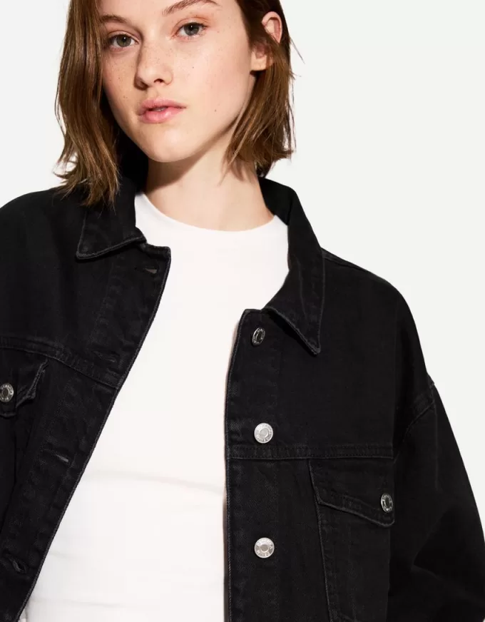 Jachetă de denim decupată Jachetă de denim decupată