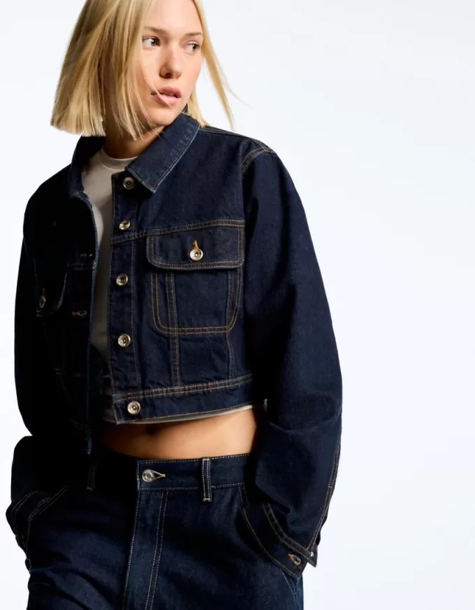 Jachetă de denim decupată Jachetă de denim decupată
