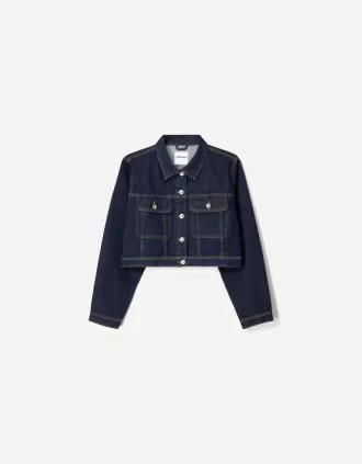 Jachetă de denim decupată