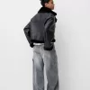 Jachetă de motociclist din faux shearling Jachetă de motociclist din faux shearling