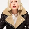 Jachetă de motociclist din faux shearling Jachetă de motociclist din faux shearling