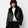 Jachetă de motociclist din faux shearling Jachetă de motociclist din faux shearling