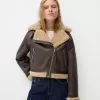 Jachetă de motociclist din faux shearling Jachetă de motociclist din faux shearling