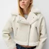 Jachetă de motociclist din faux shearling Jachetă de motociclist din faux shearling