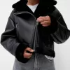 Jachetă de motociclist din faux shearling Jachetă de motociclist din faux shearling