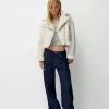 Jachetă de motociclist din faux shearling Jachetă de motociclist din faux shearling