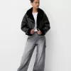Jachetă de motociclist din faux shearling Jachetă de motociclist din faux shearling