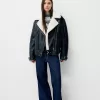 Jachetă de motociclist din faux shearling Jachetă de motociclist din faux shearling