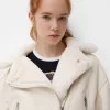 Jachetă de motociclist din faux shearling Jachetă de motociclist din faux shearling