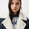Jachetă de motociclist din faux shearling Jachetă de motociclist din faux shearling