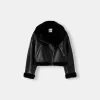 Jachetă de motociclist din faux shearling Jachetă de motociclist din faux shearling