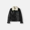 Jachetă de motociclist din faux shearling Jachetă de motociclist din faux shearling