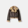 Jachetă de motociclist din faux shearling Jachetă de motociclist din faux shearling