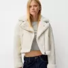 Jachetă de motociclist din faux shearling Jachetă de motociclist din faux shearling