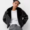 Jachetă de motociclist din faux shearling Jachetă de motociclist din faux shearling