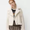 Jachetă de motociclist din faux shearling Jachetă de motociclist din faux shearling