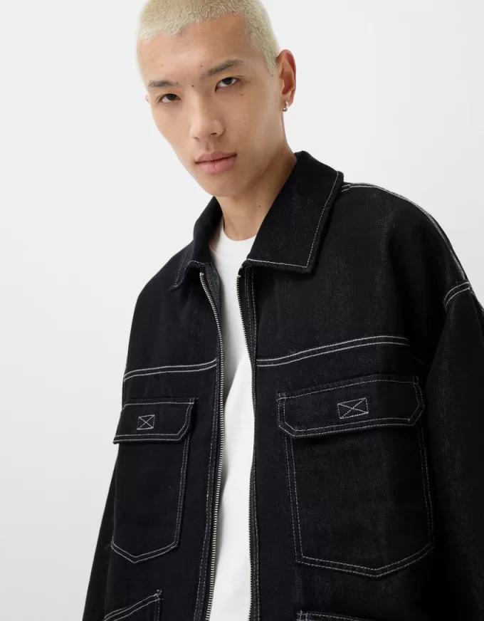 Jachetă din denim contrast