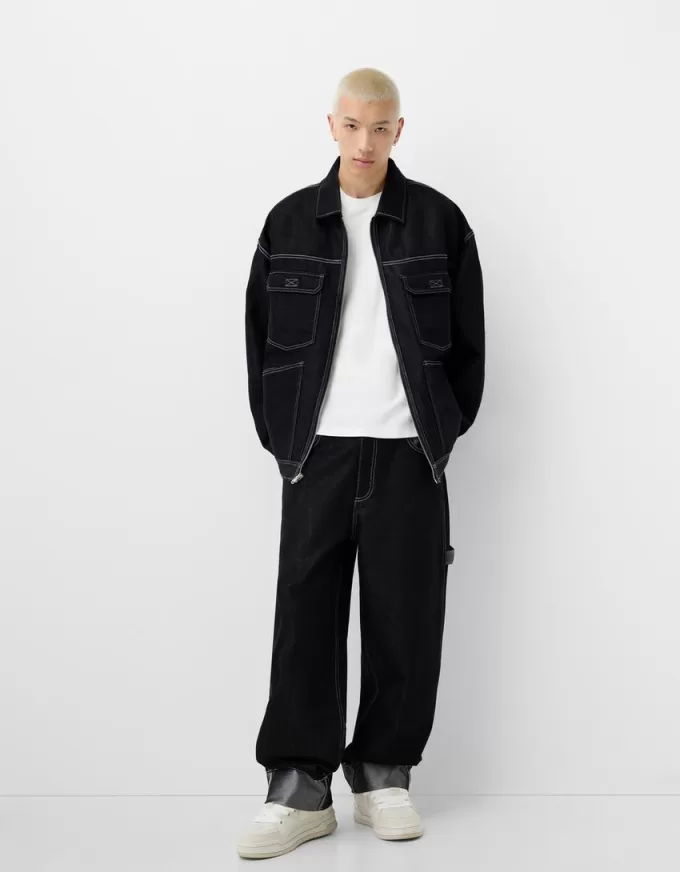 Jachetă din denim contrast