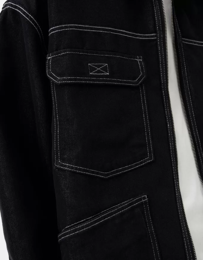 Jachetă din denim contrast