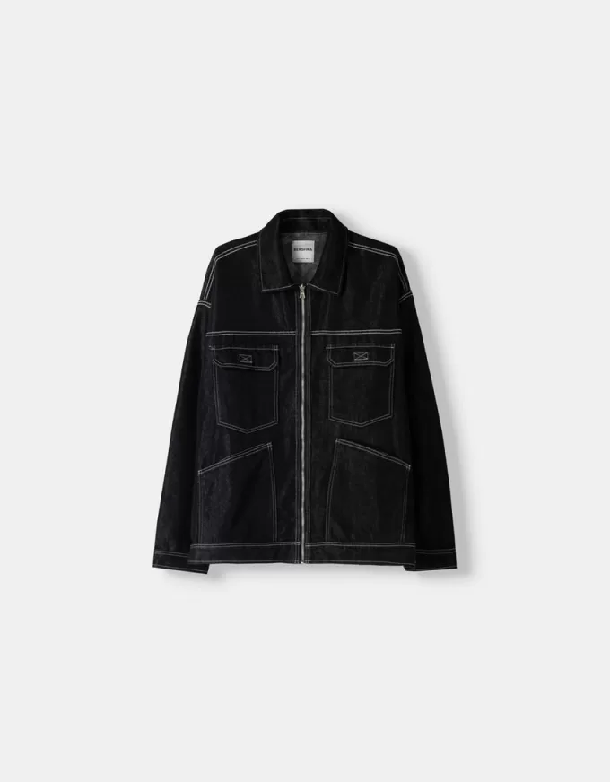Jachetă din denim contrast