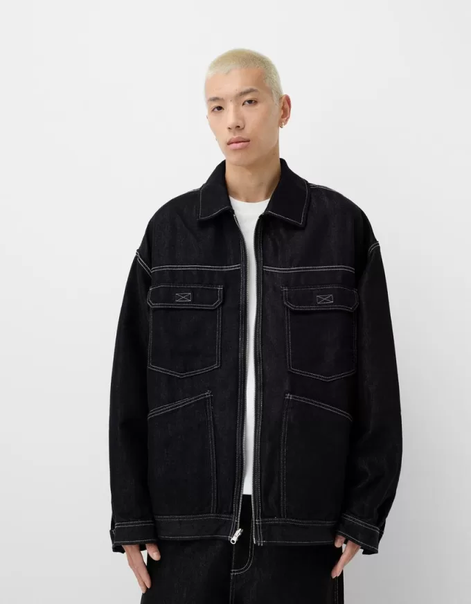 Jachetă din denim contrast